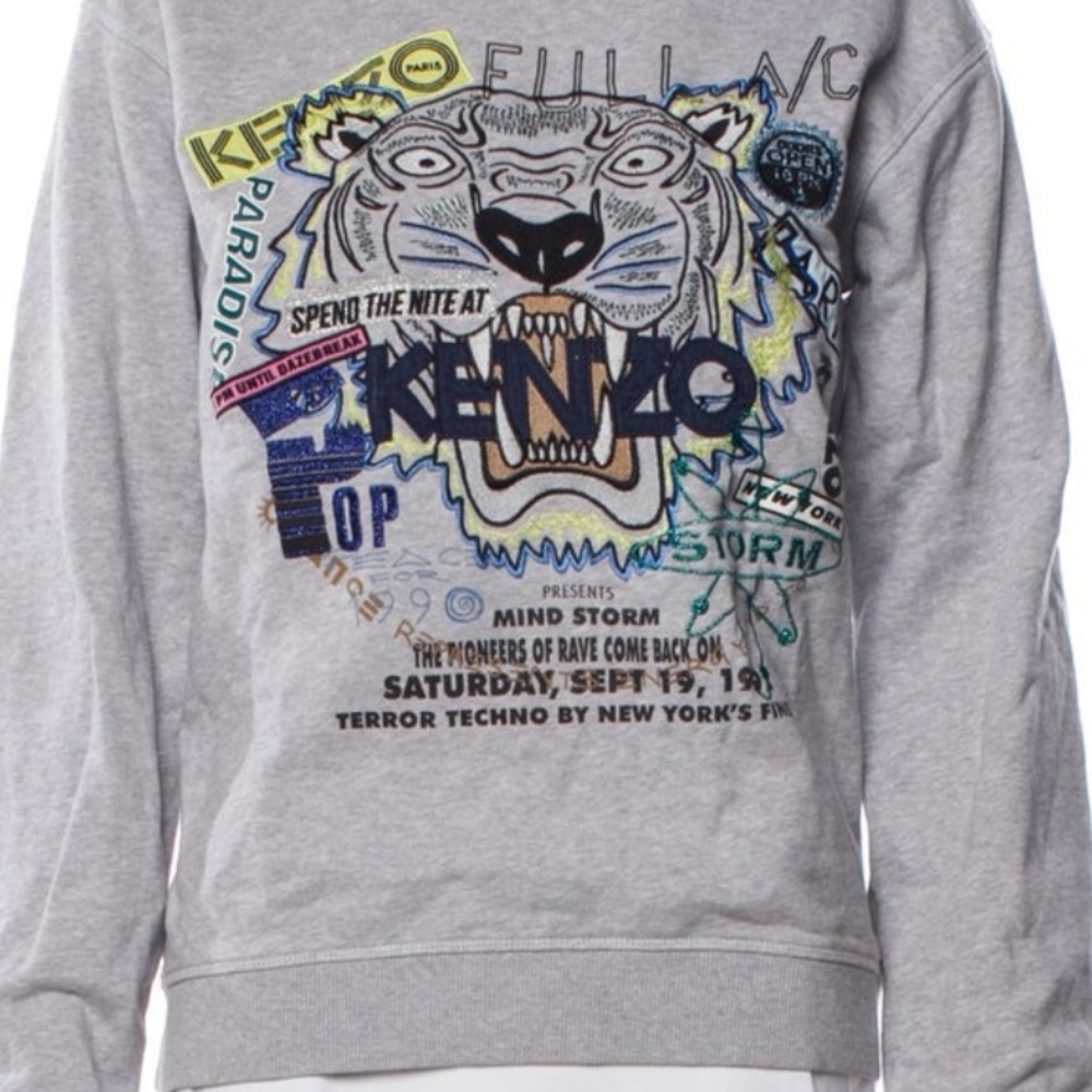 Kenzo Grey Sweatshirt with Multicolor Tiger Graphic - Picture 2 of 6